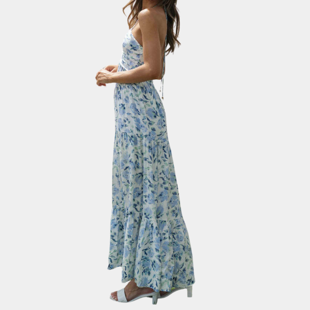 Variant image for Robe Longue Femme Bohème Chic Col Licou - Dagmar-1