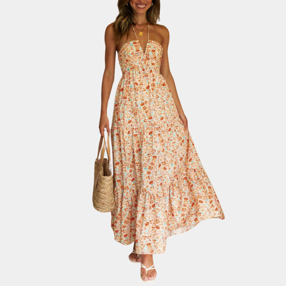 Variant image for Robe Longue Femme Bohème Chic Col Licou - Dagmar-11