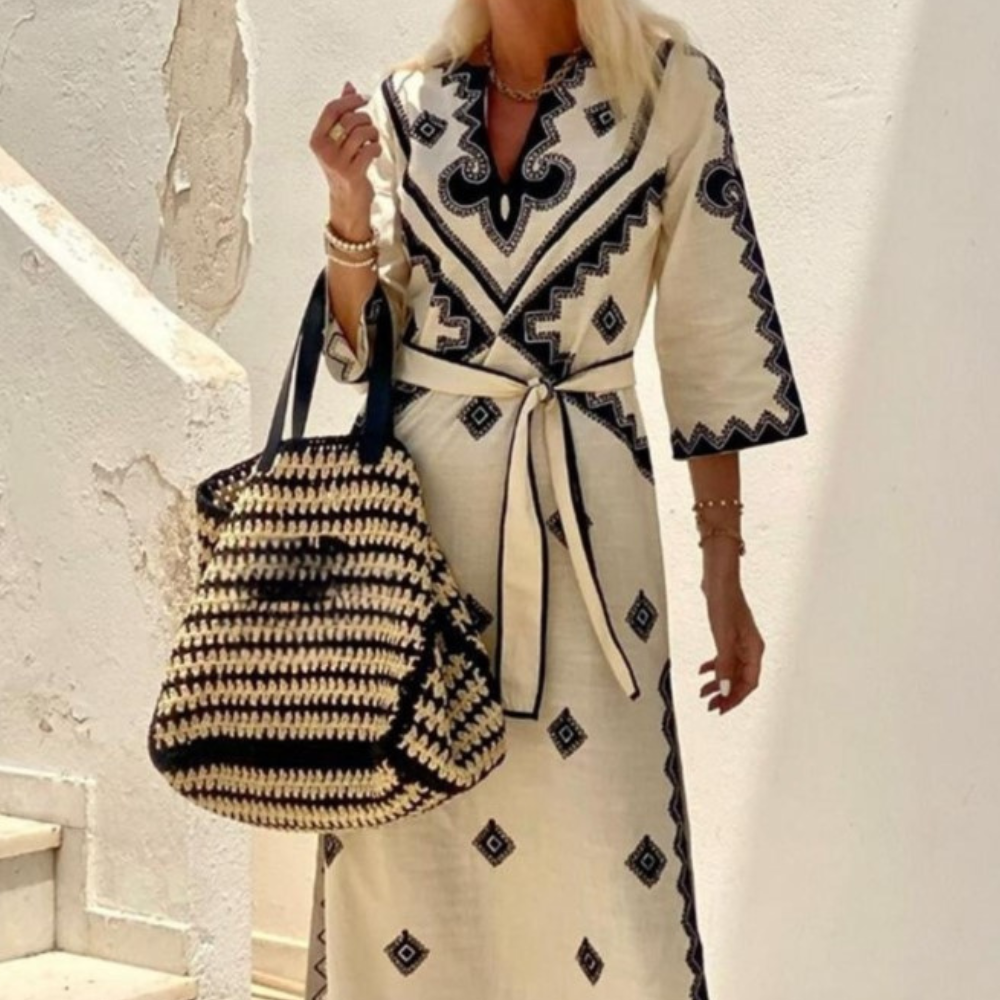 Variant image for Robe Midi Femme Élégante avec Ceinture Chic - Jessica-1