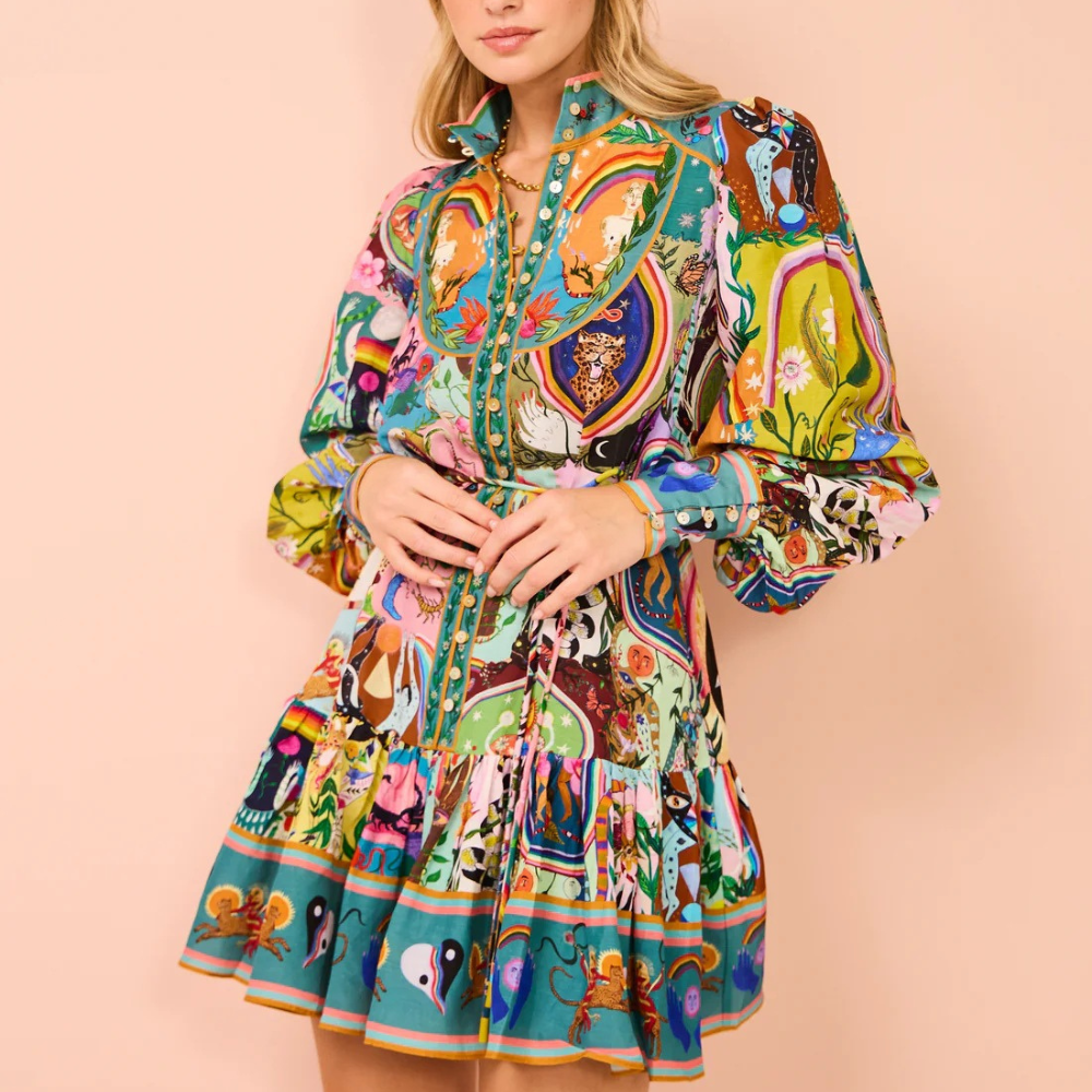 Robe Femme Mini Confortable à Manches Longues Élegante - Althea-3