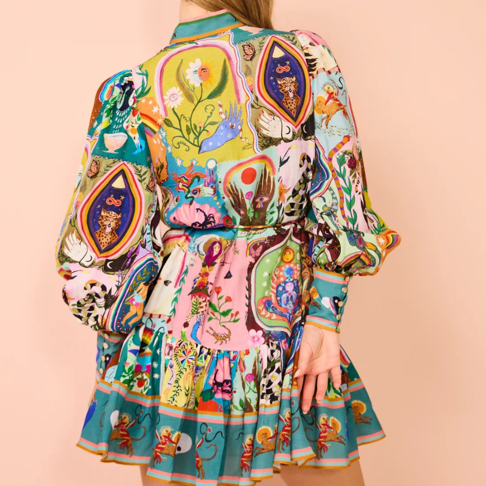 Robe Femme Mini Confortable à Manches Longues Élegante - Althea-4