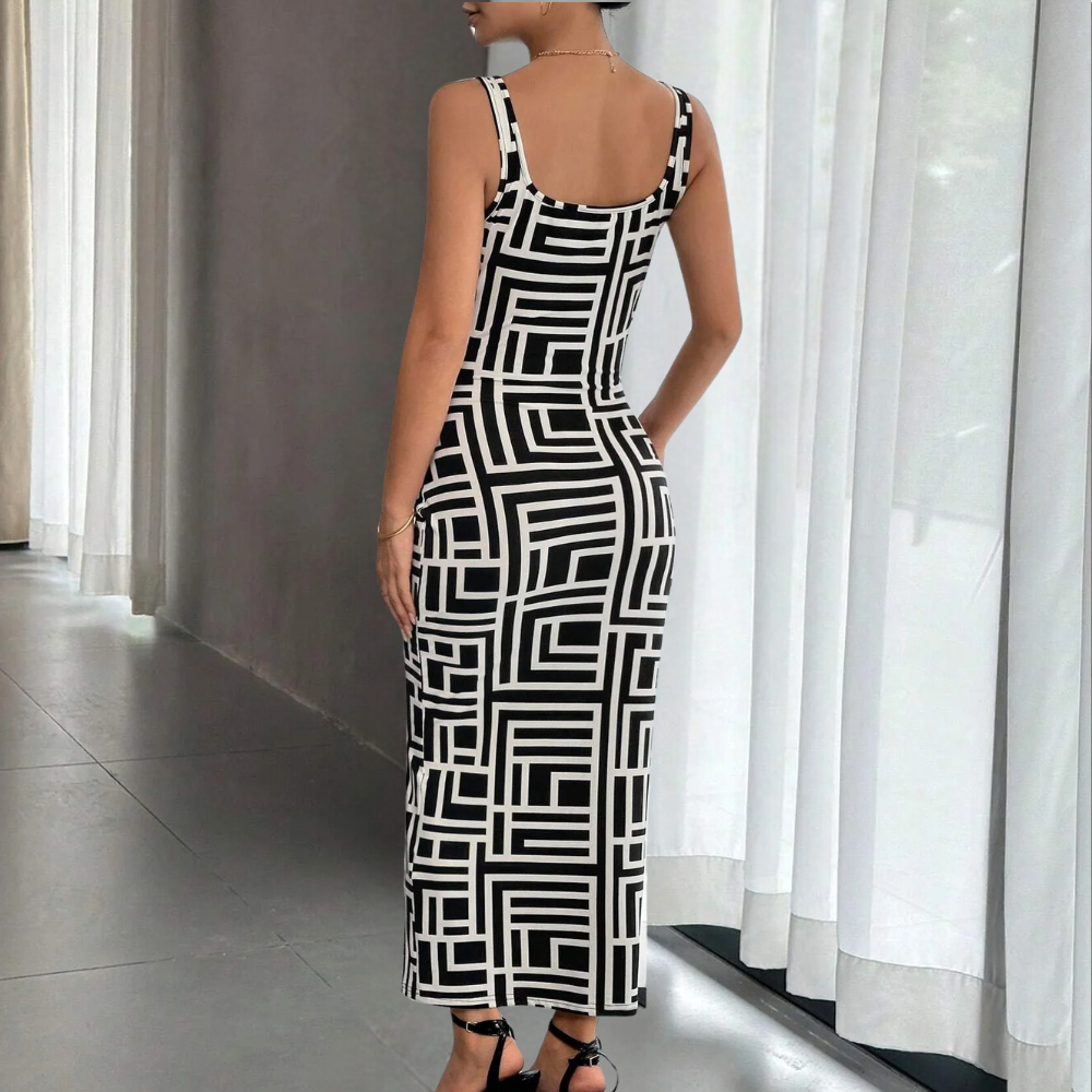 Robe Femme Bodycon Géométrique Élégante - Elsa-4