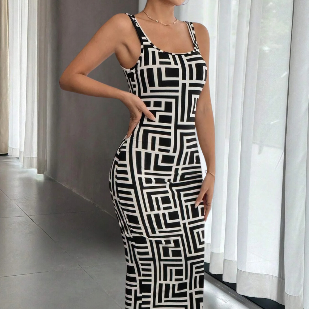 Robe Femme Bodycon Géométrique Élégante - Elsa-3