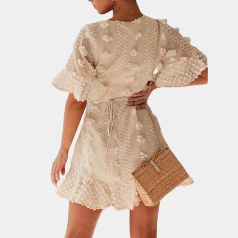 Robe Femme Mini Cache-Cœur en Dentelle Élégante - Hedwig-3