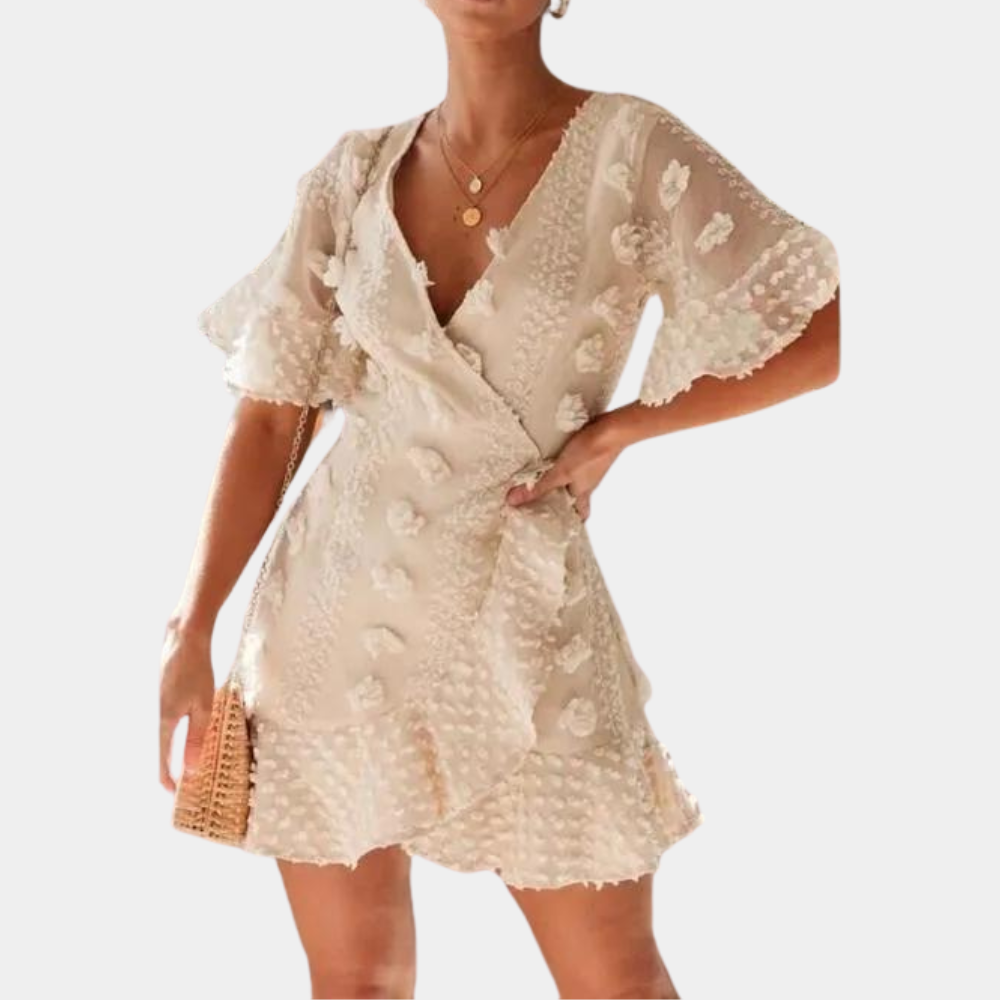 Variant image for Robe Femme Mini Cache-Cœur en Dentelle Élégante - Hedwig-6