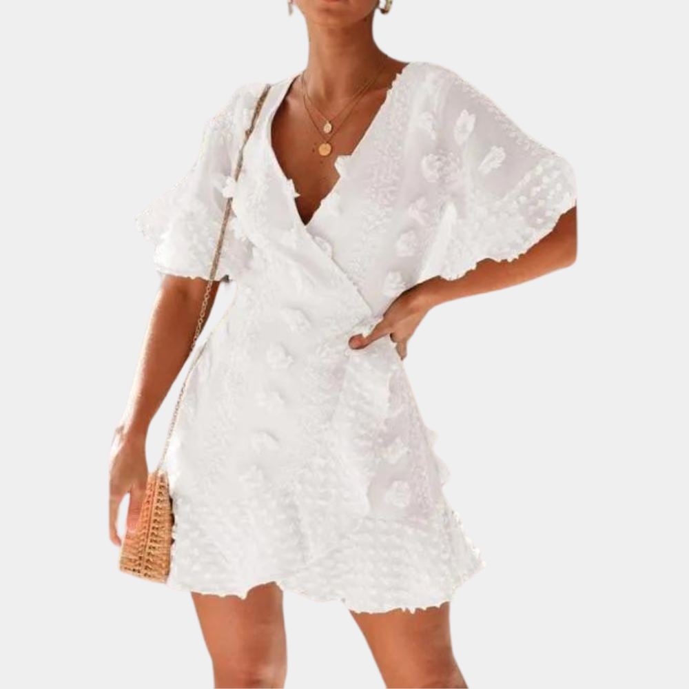 Variant image for Robe Femme Mini Cache-Cœur en Dentelle Élégante - Hedwig-1