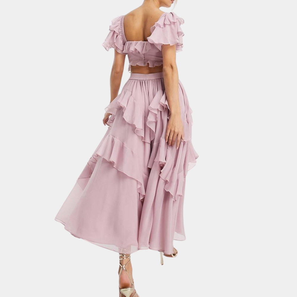 Robe de Gala Longue Élégante avec Volants pour Femme - Ula-4