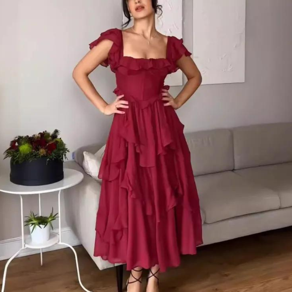 Variant image for Robe de Gala Longue Élégante avec Volants pour Femme - Ula-1
