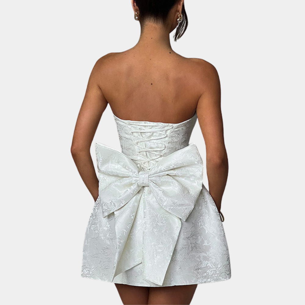 Robe Femme Mini Élégante avec Nœud au Dos - Amelia-3