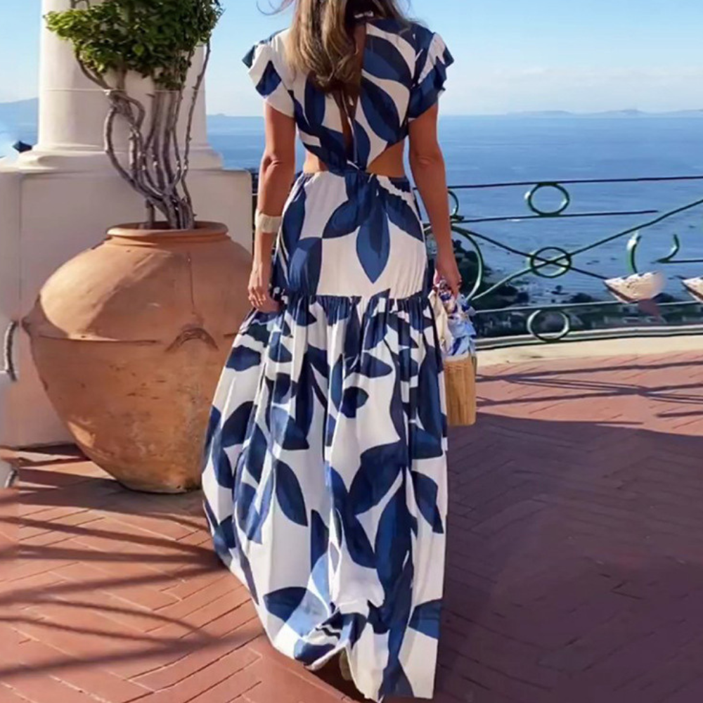 Robe Longue Femme Élégante Encolure en V Dos Nu - Yana-4