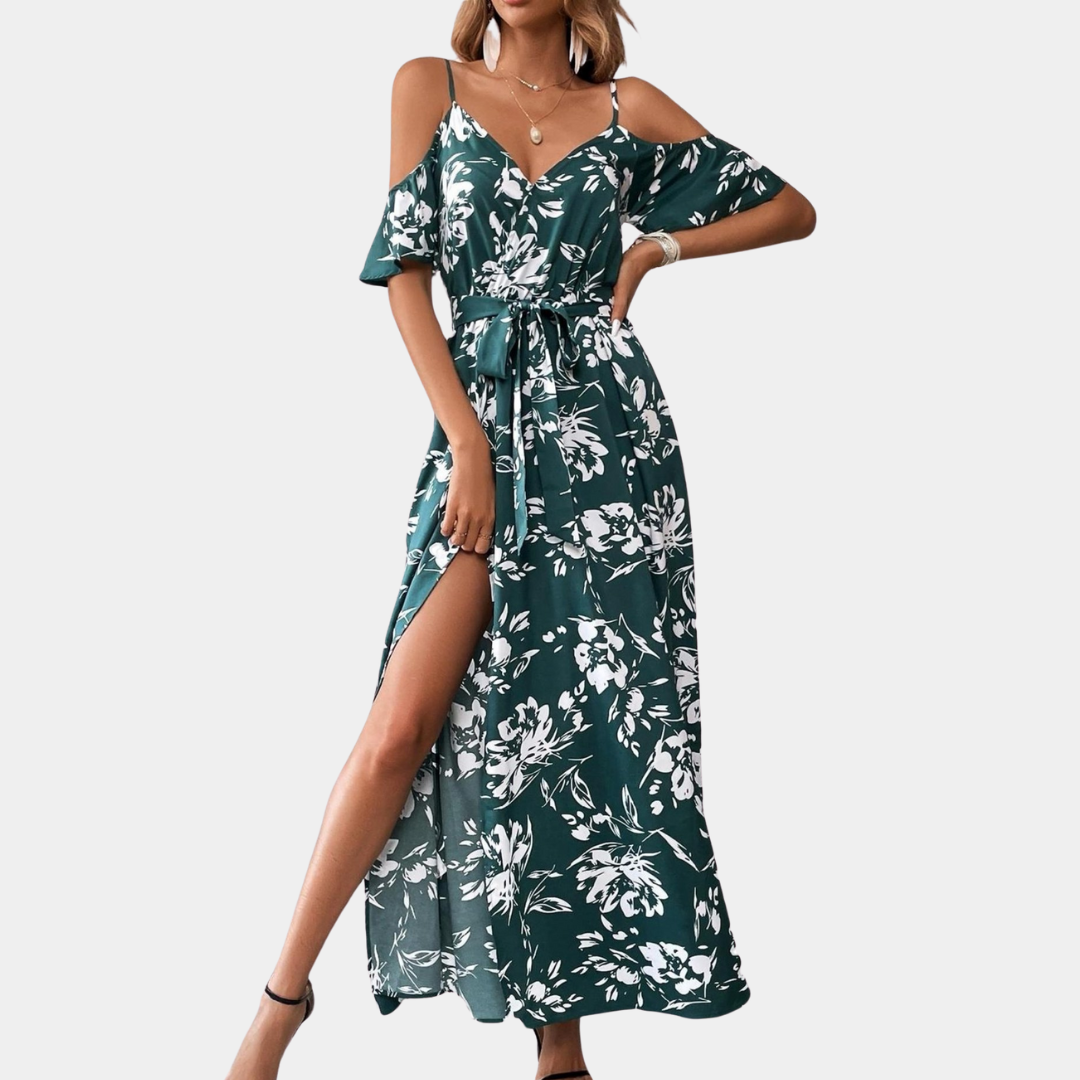 Variant image for Robe Femme Longue Fleurie Sans Manches avec Fente Élégante - Jovanka-6