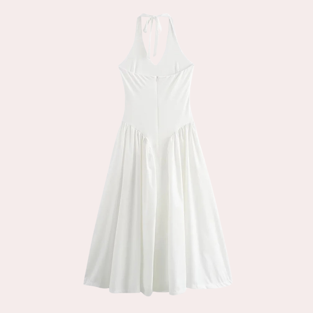 Robe d'Été Femme Élégante à Col V et Dos Nu - Mani-6