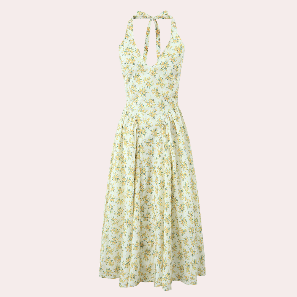 Robe d'Été Femme Élégante à Col V et Dos Nu - Mani-1