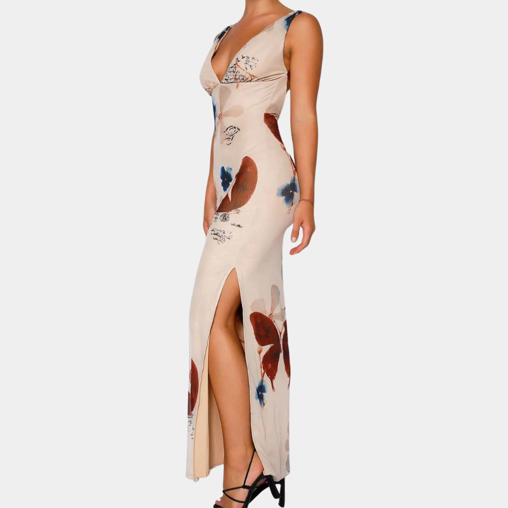 Robe Longue Femme Élégante Sans Manches Motifs Uniques - Vasilica-2