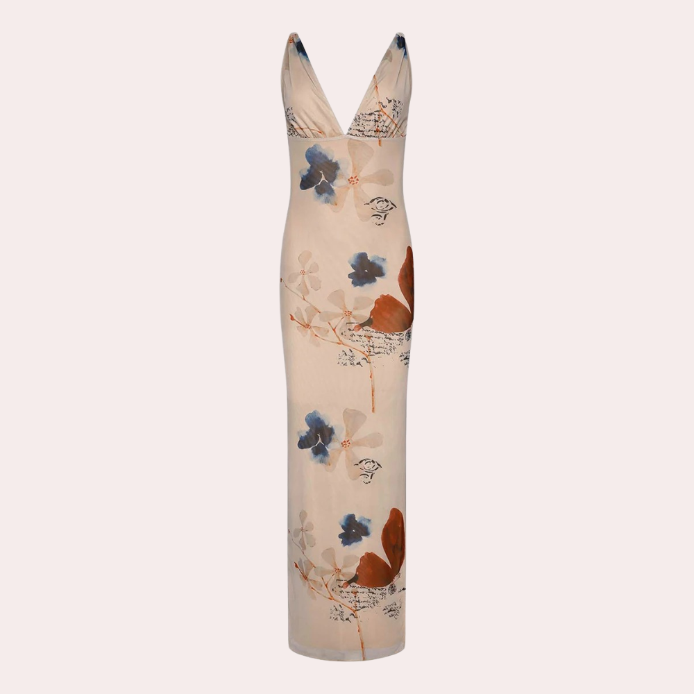 Robe Longue Femme Élégante Sans Manches Motifs Uniques - Vasilica-3