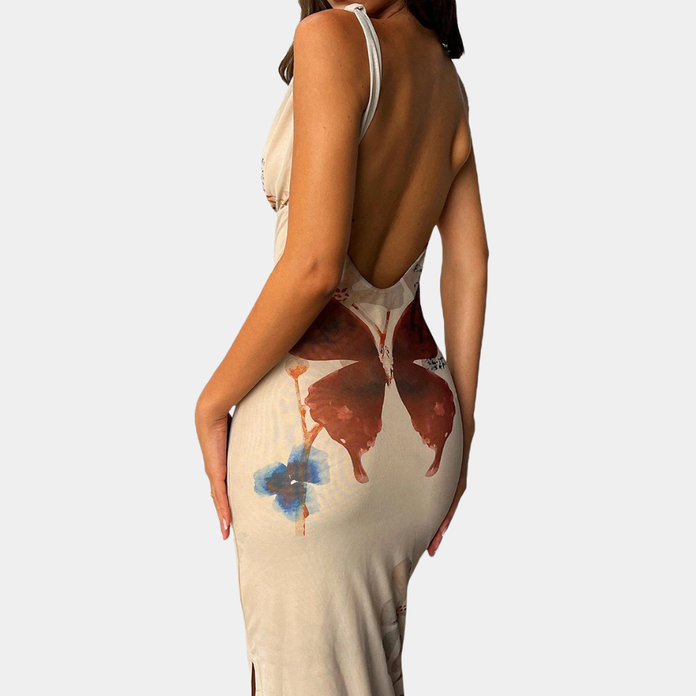 Robe Longue Femme Élégante Sans Manches Motifs Uniques - Vasilica-6