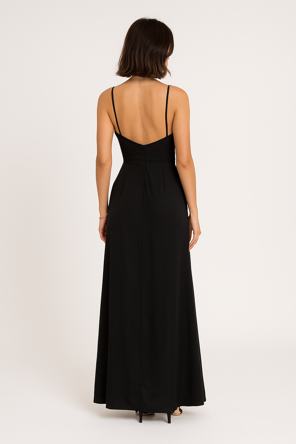 Robe Longue Élégante à Col V avec Fente - Andromeda