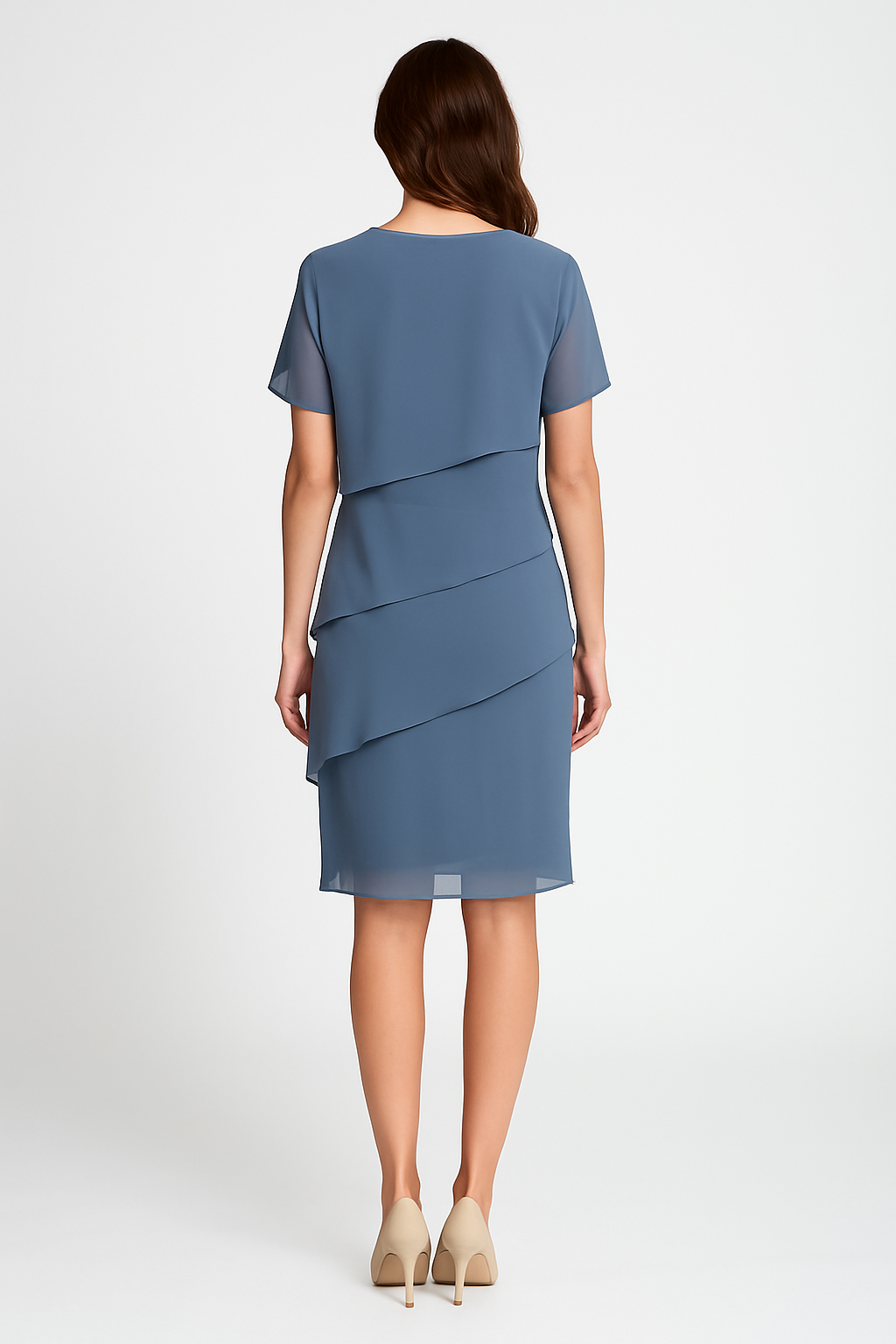 Robe Midi Élégante à Manches Courtes pour Femme - Clara