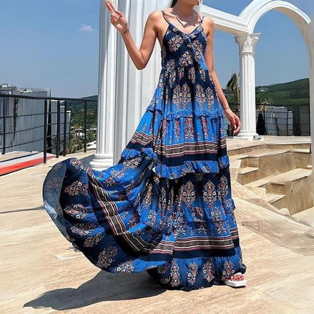 Variant image for Robe d'Été Femme Imprimée à Bretelles Chic - Anouk-1