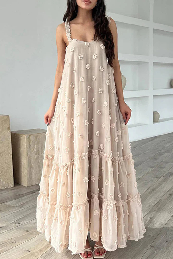 Variant image for Robe Femme Longue Fleurie à Volants avec Ourlet Large - Pilar-9