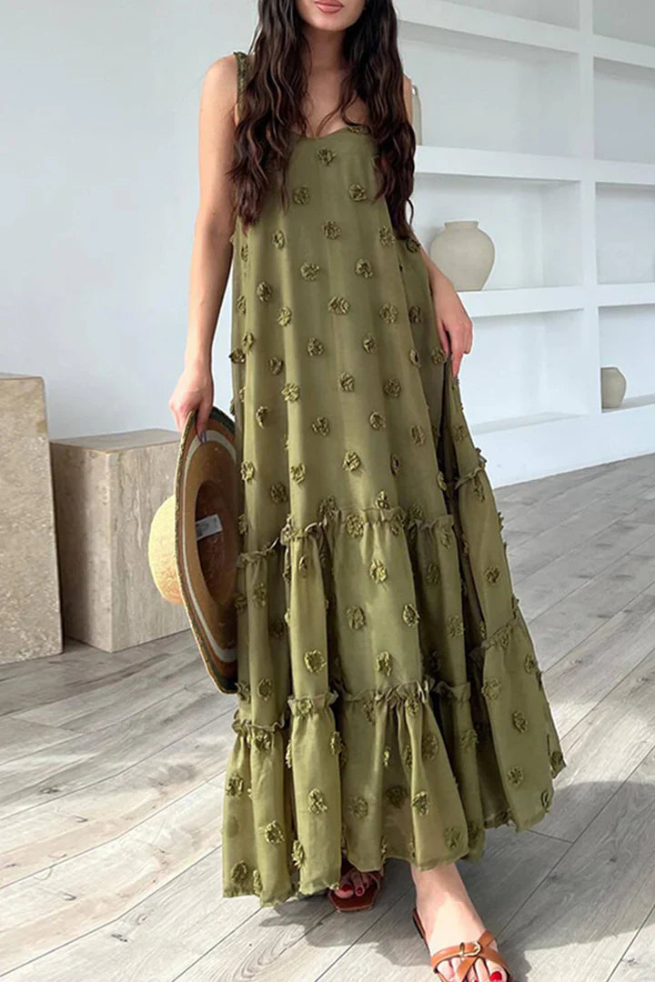 Variant image for Robe Femme Longue Fleurie à Volants avec Ourlet Large - Pilar-1