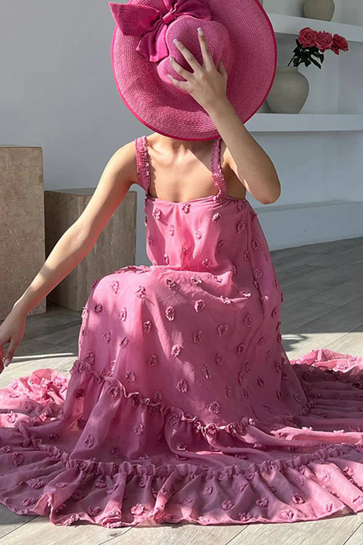 Variant image for Robe Femme Longue Fleurie à Volants avec Ourlet Large - Pilar-5