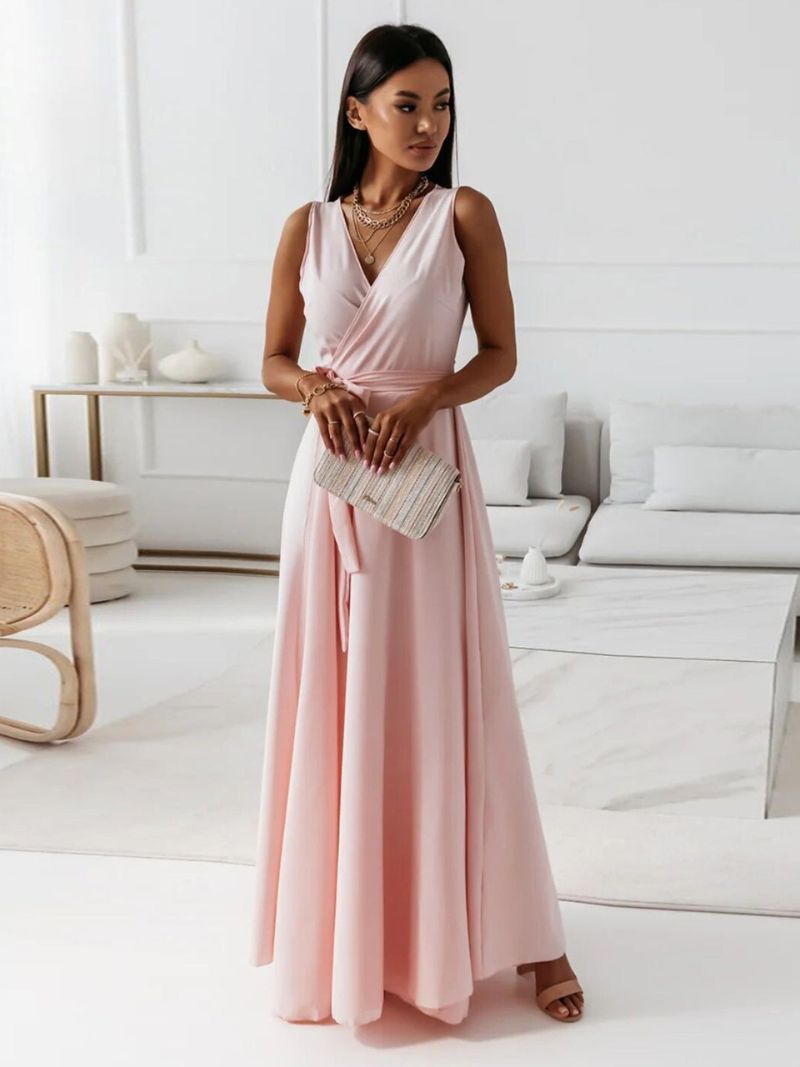 Robe Longue Femme Élégante Col V Chic - Quiana-1