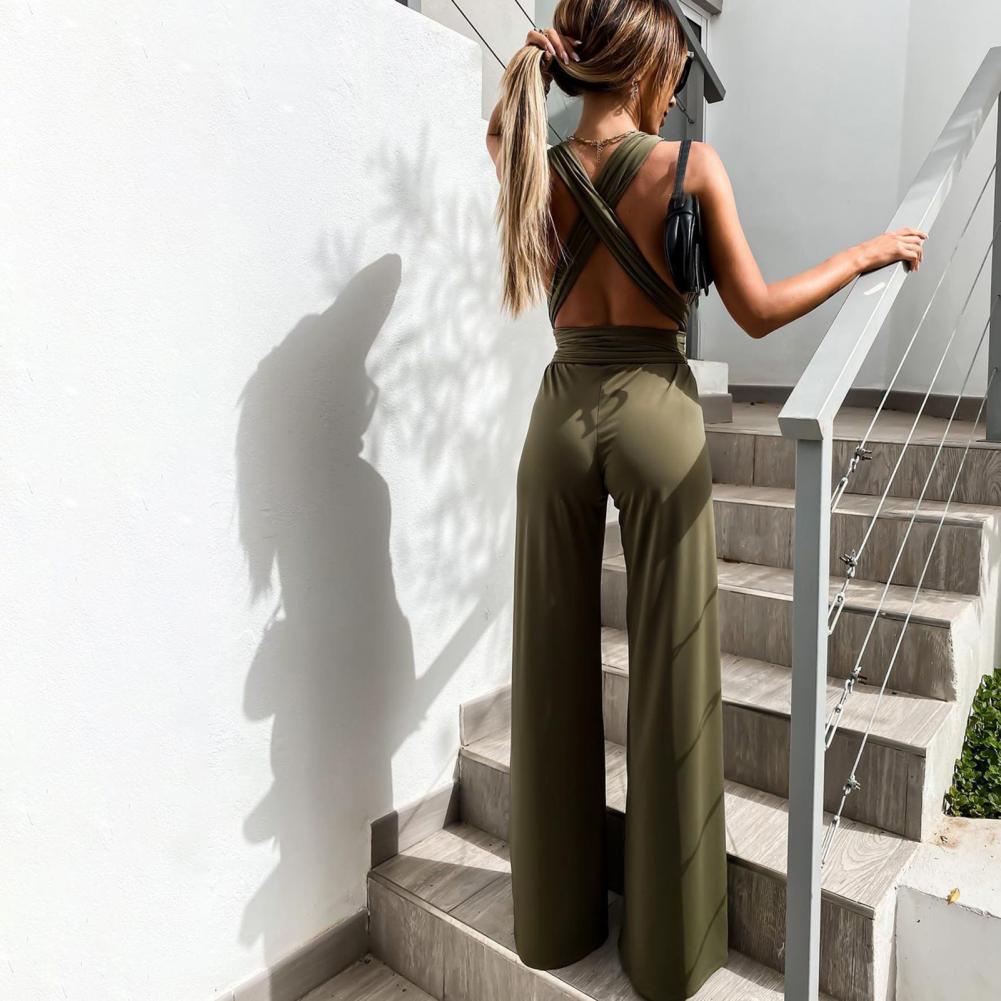 Jumpsuit Femme Élégant Sans Manches Décolleté en V - Clara-3