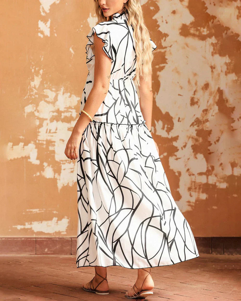 Robe Longue Femme Élégante Monochrome Légère - Luna-4