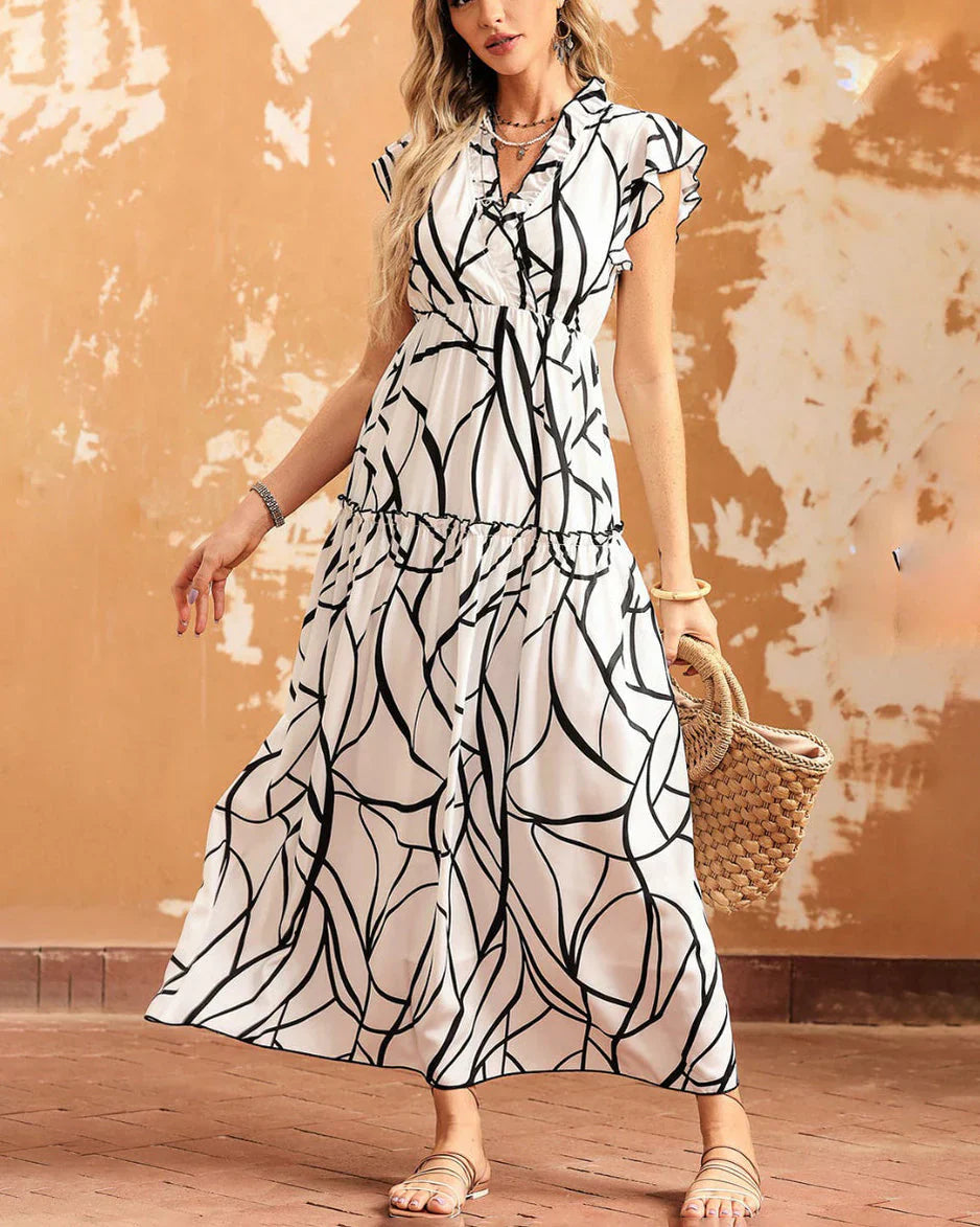 Robe Longue Femme Élégante Monochrome Légère - Luna-2