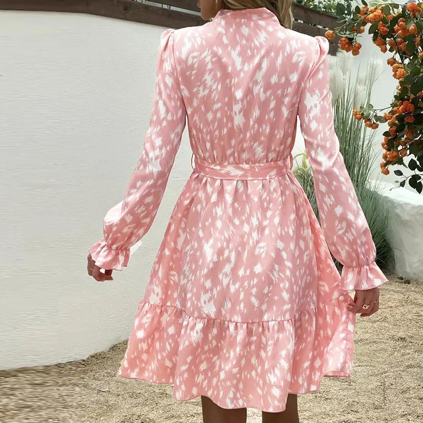 Robe Femme Longue Élégante à Nœud Papillon avec Ceinture - Lydia-3