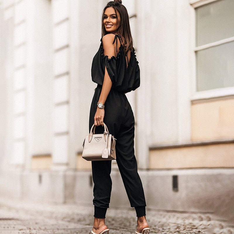 Jumpsuit Femme Élégant Sans Bretelles Décolleté en V - Clara-3