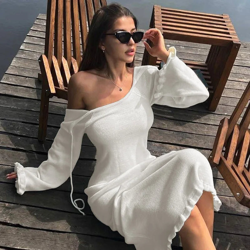 Robe en maille dos nu pour femmes