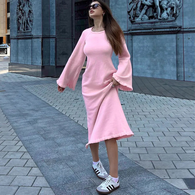 Robe en maille dos nu pour femmes