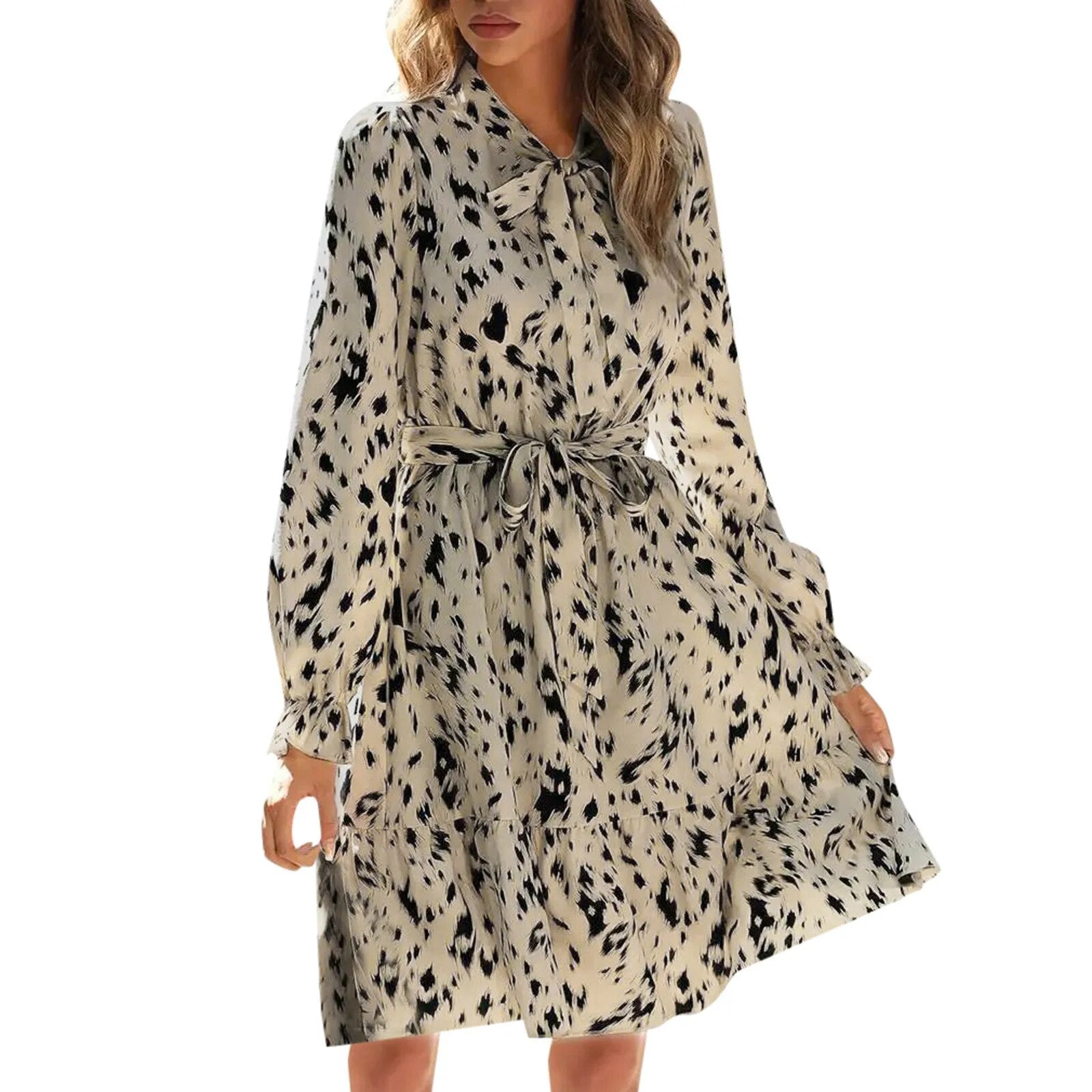 Variant image for Robe Femme Longue Élégante à Nœud Papillon avec Ceinture - Lydia-11