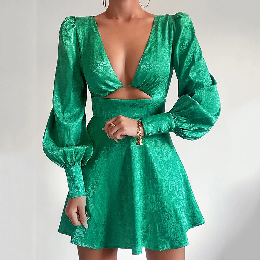 Variant image for Robe Longue Femme Évasée en Satin avec Imprimé Unique - Clara-4