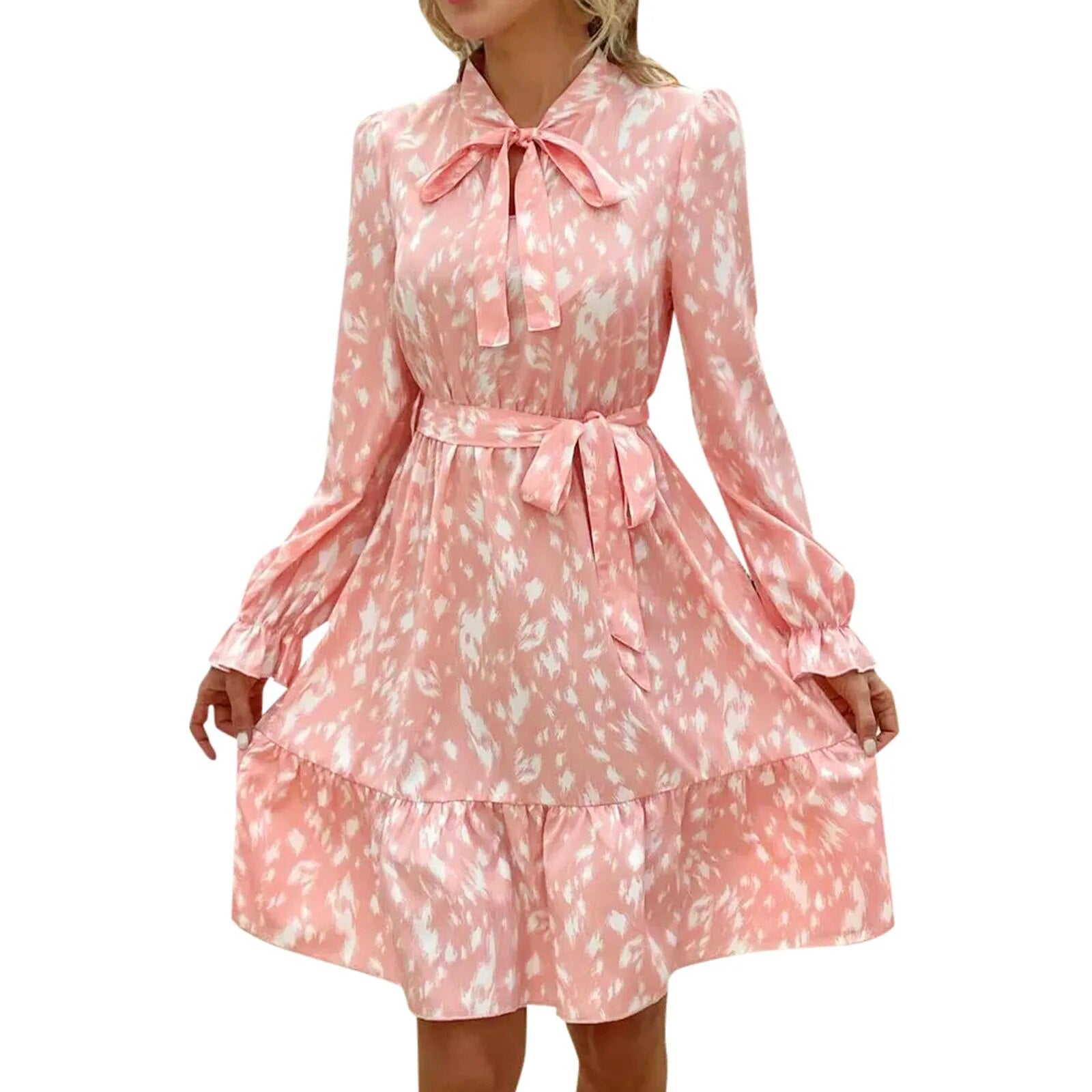 Variant image for Robe Femme Longue Élégante à Nœud Papillon avec Ceinture - Lydia-6