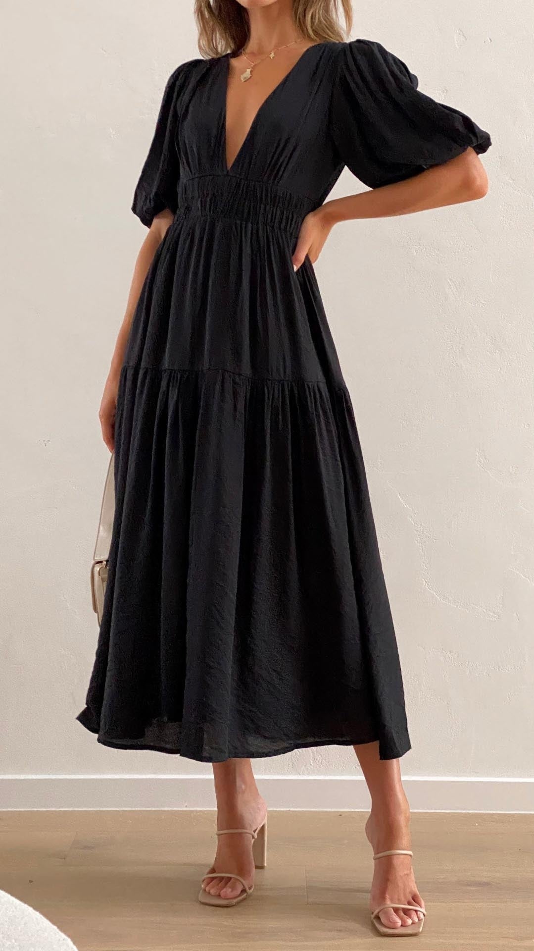 Robe Midi Chic Femme à Manches à Volants Élégante - Alessandra-2