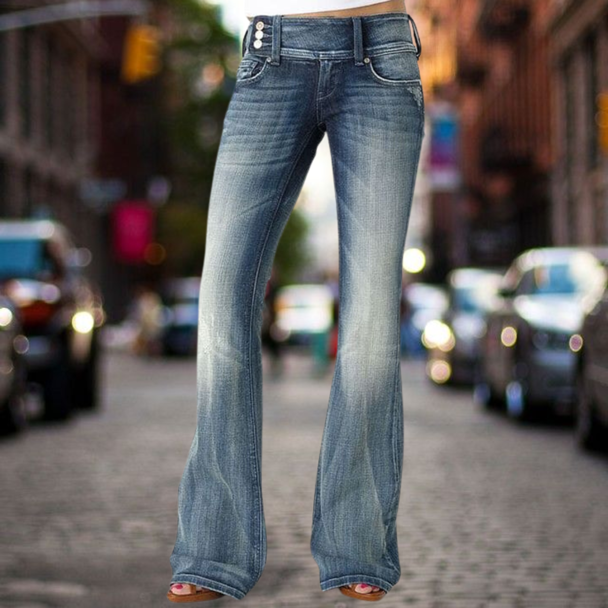 Elegance Jean classique avec taille moyenne et flair