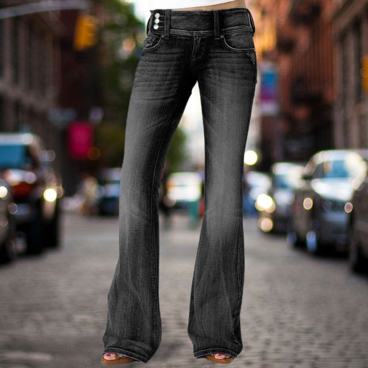 Elegance Jean classique avec taille moyenne et flair