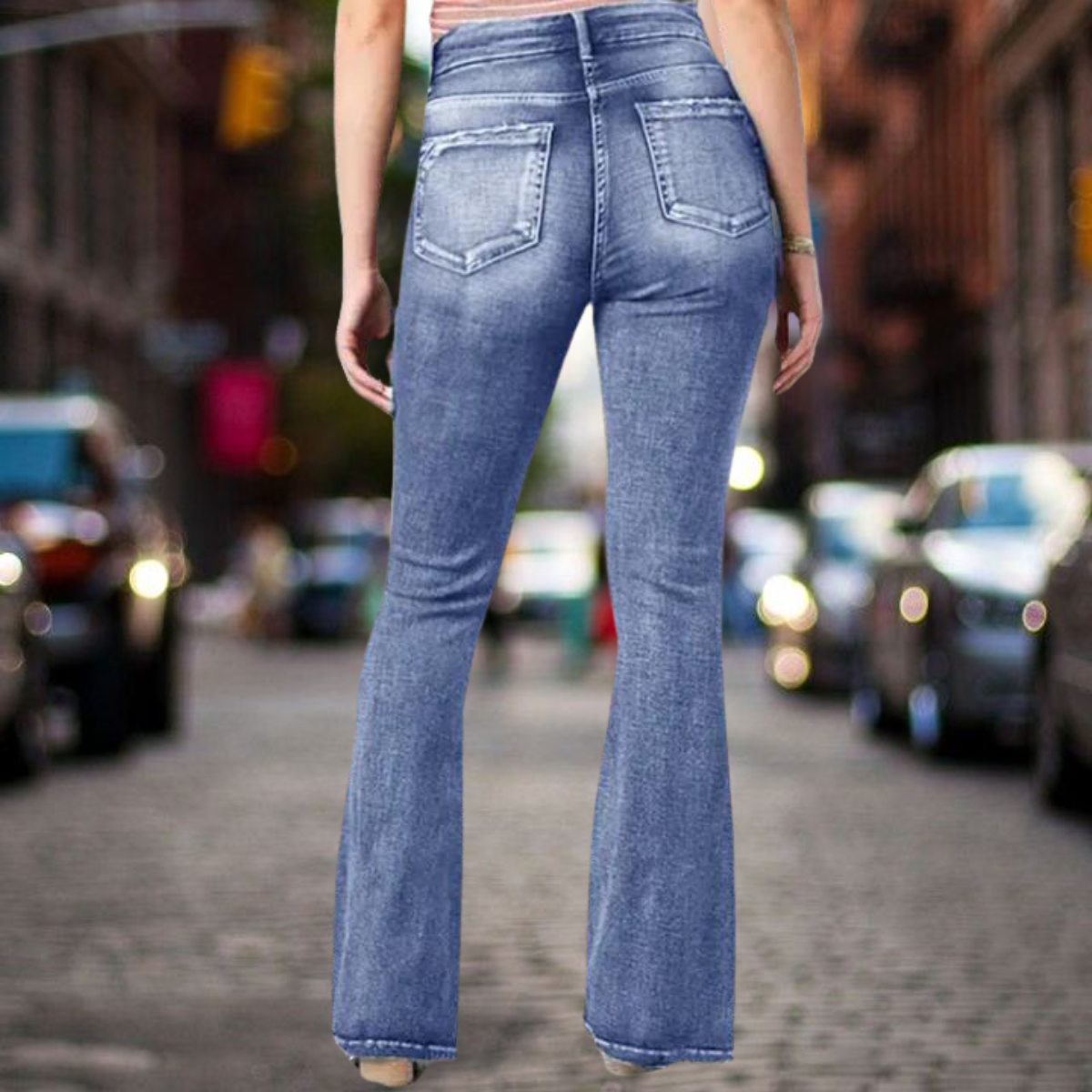 Elegance Jean classique avec taille moyenne et flair