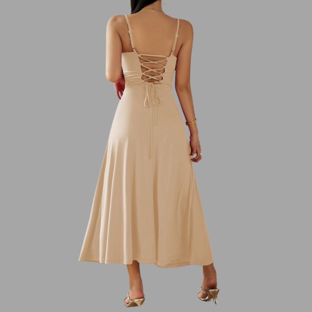 Robe Midi Femme Chic Élégante en Tissu Doux - Camille-4