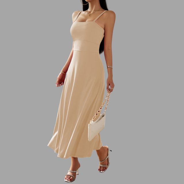 Robe Midi Femme Chic Élégante en Tissu Doux - Camille-3