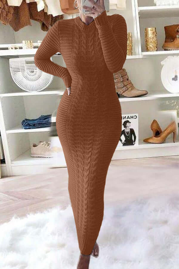 Maxi-robe classique et étroite en tricot de câble
