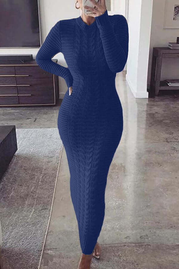Maxi-robe classique et étroite en tricot de câble