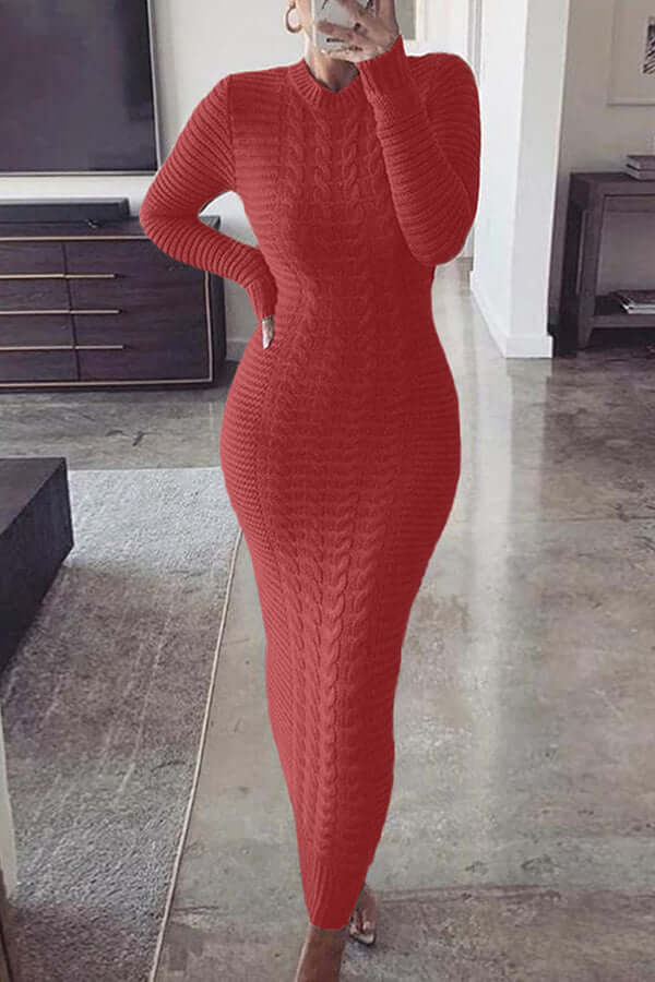 Maxi-robe classique et étroite en tricot de câble