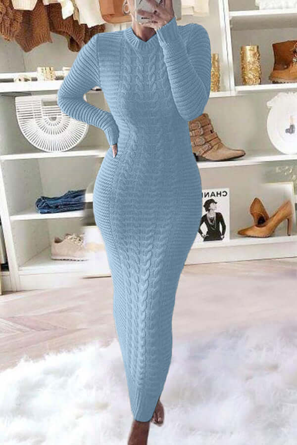 Maxi-robe classique et étroite en tricot de câble