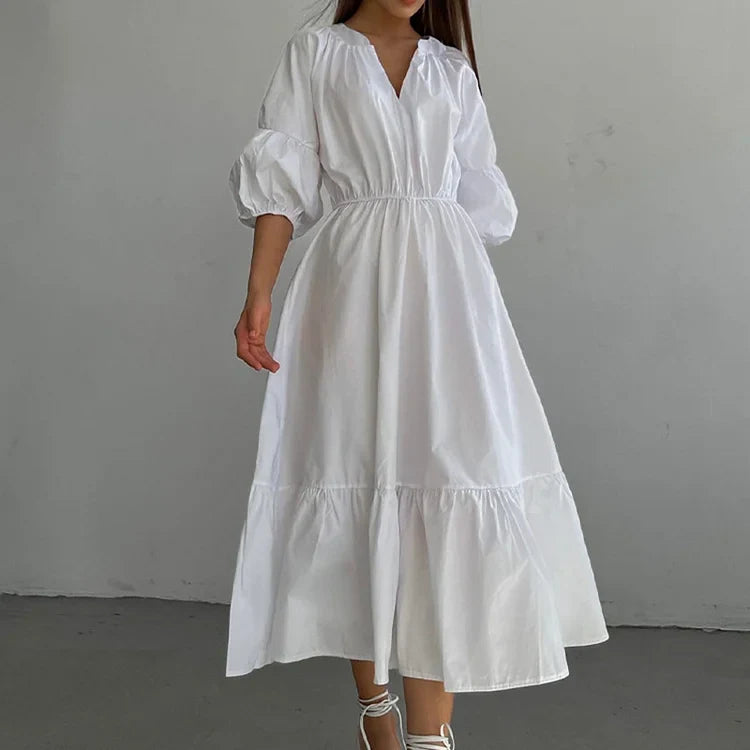 Variant image for Robe Longue Femme à Manches Bouffantes Élégante - Casandra-19
