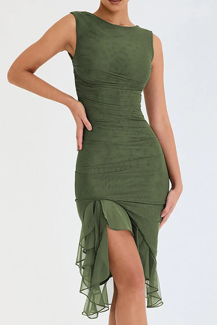 Variant image for Robe de Soirée Midi Ajustée Ourlet Asymétrique Chic - Miriam-1