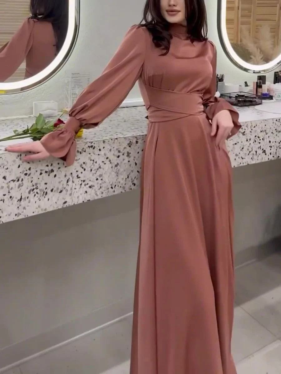 Robe Longue Femme Élégante à Manches Episcopales - Alba-1